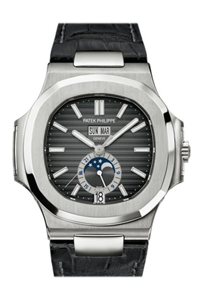 Patek Philippe Nautilus Automatic GMT Moonphase Black Dial Stainless Steel Men's Watch 5726A-001