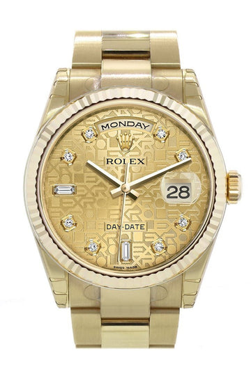 Rolex Day-Date 36 Champagne-colour Jubilee design set with diamonds Dial Fluted Bezel Yellow Gold Watch 118238