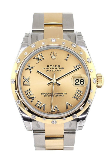 Rolex Datejust 31 Champagne Roman Dial Diamond Bezel 18K Gold Two Tone Ladies 178343