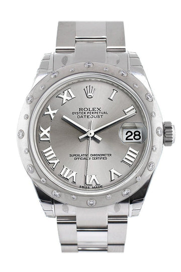Rolex Datejust 31 Silver Roman Dial Dome set with Diamonds Bezel Ladies Watch 178344