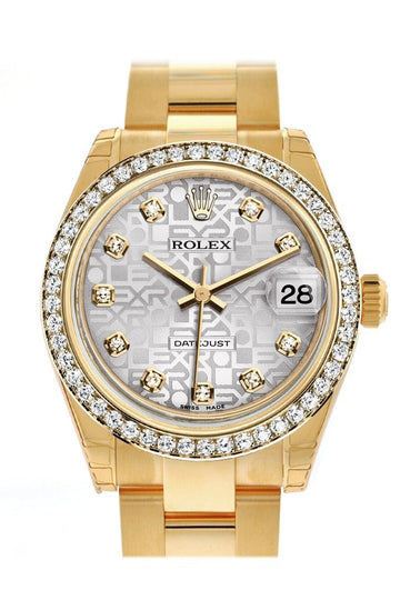 Rolex Datejust 31 Silver Jubilee Diamond Dial Diamond Bezel 18K Yellow Gold Ladies Watch 178288