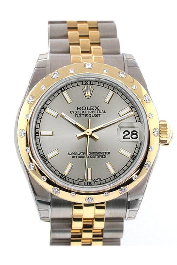 Rolex Datejust 31 Silver Dial Diamond Bezel 18K Gold Two Tone Jubilee Ladies 178343