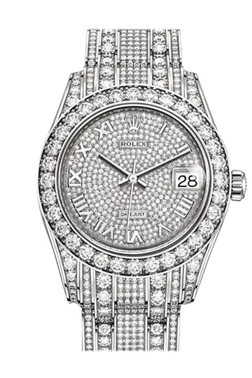 Rolex Pearlmaster 34 Diamond Pave Dial Pearlmaster Bracelet White Gold Watch 81405RBR