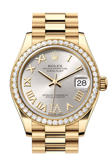 Rolex Datejust 31 Silver Roman Dial Diamond Bezel Yellow Gold Ladies Watch 278288RBR 278288RBR-0020