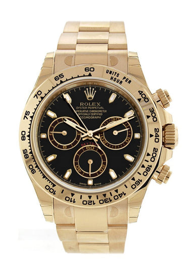 Rolex Cosmograph Daytona Black Dial Gold Men's Watch 116508