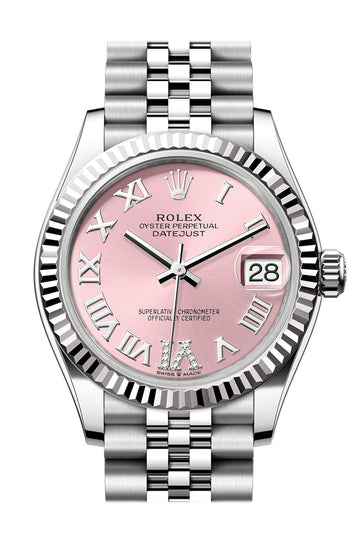 Rolex Datejust 31 Pink Roman Diamond on 6 Dial Fluted Bezel Jubilee Ladies Watch 278274 278274-0024