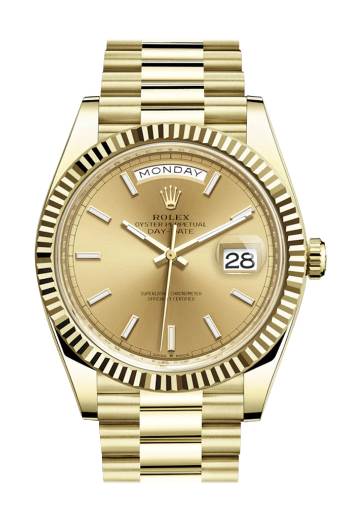 Rolex Day-Date 40 Champagne Dial 18K Yellow Gold President Automatic Men's Watch 228238