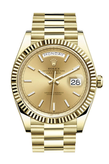 Rolex Day-Date 40 Champagne Dial 18K Yellow Gold President Automatic Men's Watch 228238