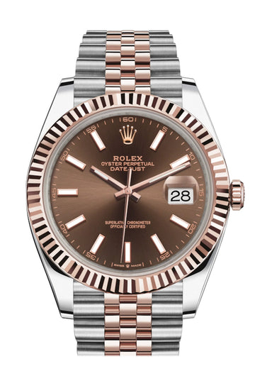 Rolex Datejust  41 Chocolate Dial 18K Rose Gold and Steel Men's Watch 126331