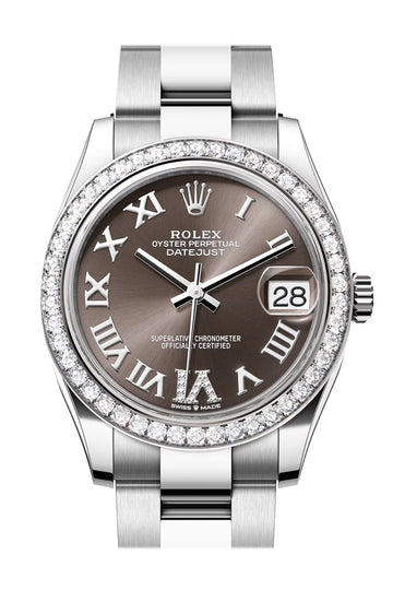 Rolex Datejust 31 Dark Grey Roman Diamond Dial Ladies Watch 278384RBR 278384RBR-0031