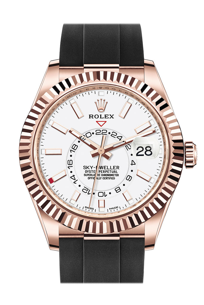 Rolex Sky-Dweller 42 White Dial 18K Rose Gold Men's Watch 326235