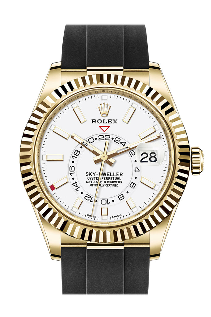 Rolex Sky-Dweller 42 White Dial 18K Yellow Gold Men's Watch 326238