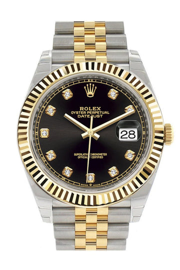 Rolex Datejust 41 Black Diamond Dial Steel and 18K Yellow Gold Jubilee Men's Watch 126333