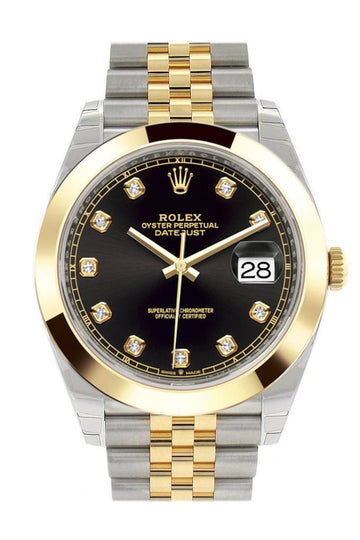 RolexÊDatejust 41 Black Diamond Dial Steel and 18K Yellow Gold Jubilee Men's Watch 126303