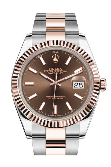 Rolex Datejust 41 Chocolate Dial Rose Gold And Steel Men's Watch 126331