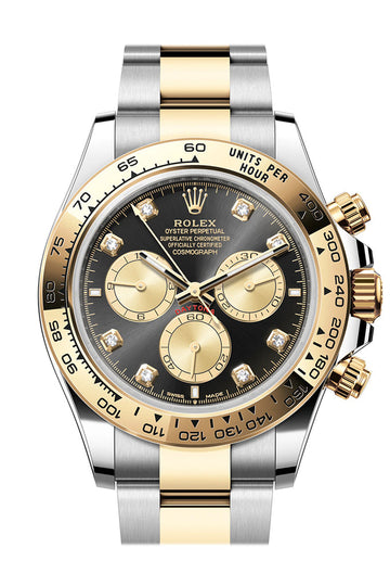 Rolex Daytona 40 Black and Golden Diamond Dial Yellow Gold Stainless Steel Mens Watch 126503