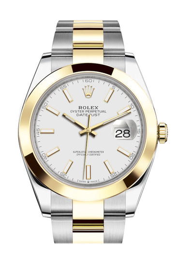 RolexÊDatejust 41 White Dial Steel and 18K Yellow Gold Oyster Men's Watch 126303