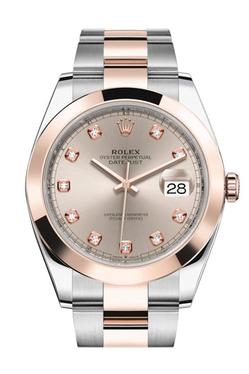 Rolex Datejust 41 Sundust Diamond Dial Rose Gold And Steel Men's Watch 126301