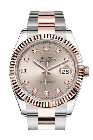 Rolex Datejust 41 Sundust Diamond Dial Rose Gold Steel Men's Watch 126331