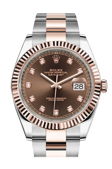 Rolex Datejust 41 Chocolate Diamond Dial Steel and 18K Rose Gold Oyster Men's Watch 126331