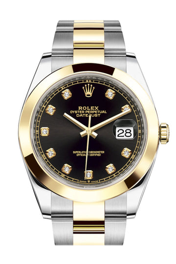 RolexÊDatejust 41 Black Diamond Dial Steel and 18K Yellow Gold Oyster Men's Watch 126303