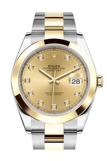 Rolex Datejust 41 Champagne Diamond Dial Steel and 18K Yellow Gold Oyster Men's Watch 126303