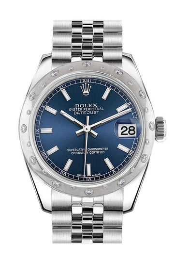Rolex Datejust 31 Blue Dial Dome set with Diamonds Bezel Jubilee Ladies Watch 178344