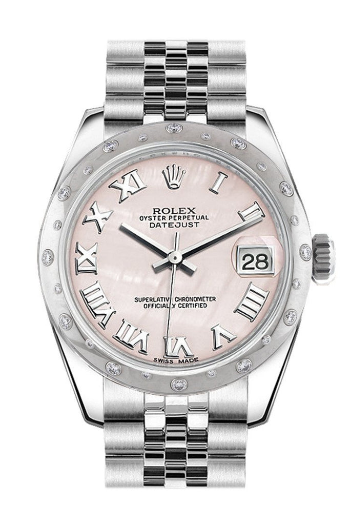 Rolex Datejust 31 Pink Mother of Pearl Roman Dial Dome set with Diamonds Bezel Jubilee Ladies Watch 178344