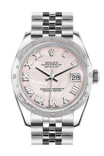 Rolex Datejust 31 Pink Mother of Pearl Roman Dial Dome set with Diamonds Bezel Jubilee Ladies Watch 178344
