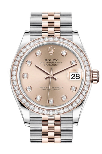 Rolex Datejust 31 RosŽ Diamonds Dial Diamond Bezel Rose Gold Two Tone Jubilee Watch 278381RBR 278381