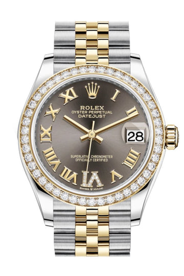 Rolex Datejust 31 Dark Grey VI Diamonds Dial Diamond Bezel Yellow Gold Two Tone Jubilee Watch 278383RBR 278383