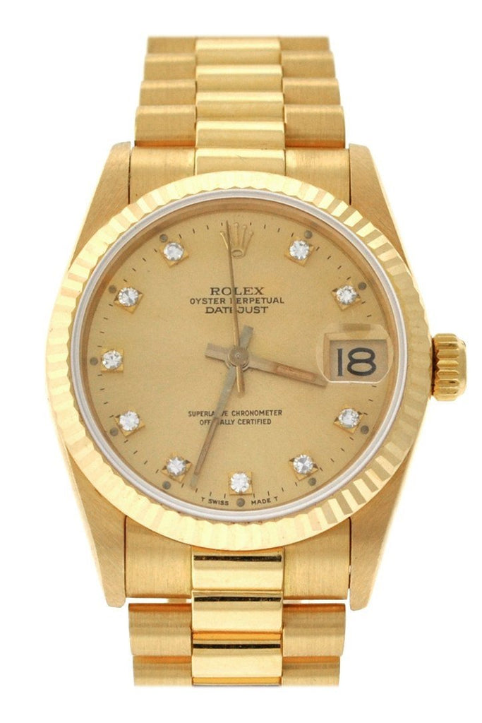 Rolex Lady-Datejust 31 Champagne Dial 18K Yellow Gold President Ladies Watch 178278
