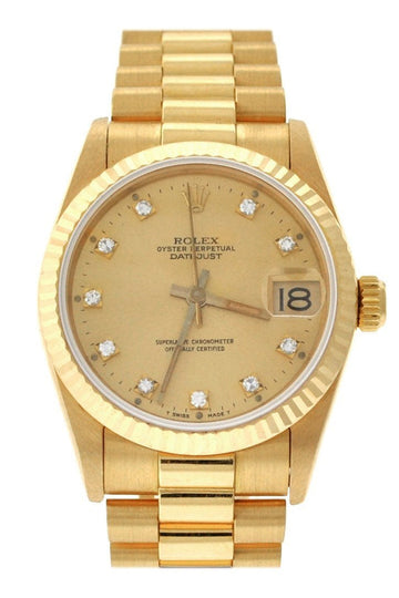 Rolex Lady-Datejust 31 Champagne Dial 18K Yellow Gold President Ladies Watch 178278
