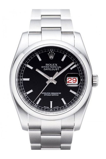 Rolex Datejust 36 Black Dial Stainless Steel Watch 116200