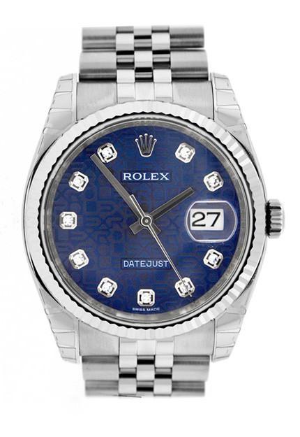 Rolex Datejust 36 Blue Jubilee Diamonds Dial Jubilee Watch 116234