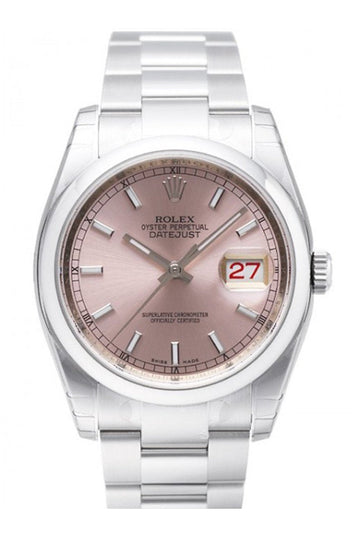 Rolex Datejust 36 Pink Dial Stainless Steel Watch 116200