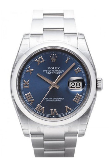 Rolex Datejust 36 Blue Roman Dial Stainless Steel Watch 116200