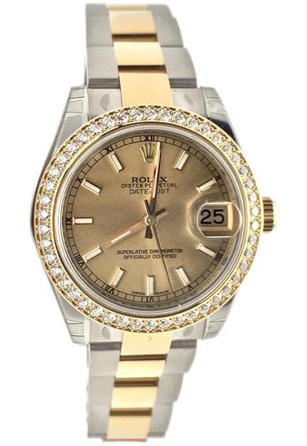Rolex Datejust 31 Champagne Dial 18k Yellow Gold Ladies Watch 178383