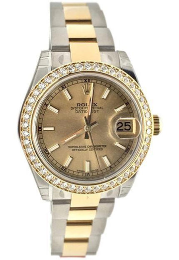 Rolex Datejust 31 Champagne Dial 18k Yellow Gold Ladies Watch 178383