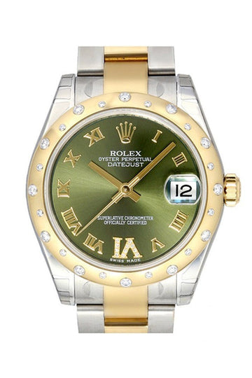 Rolex Datejust 31 Olive Green Roman Diamond Dial Steel and 18K Yellow Gold Ladies Watch 178343