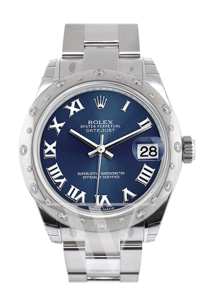 Rolex Datejust 31 Blue Stainless Steel and 18K White Gold Ladies Watch 178344