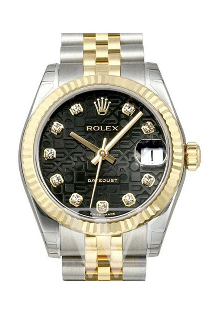 Rolex Datejust 31 Black Jubilee Diamond Dial Steel and Yellow Gold Ladies Watch  178273