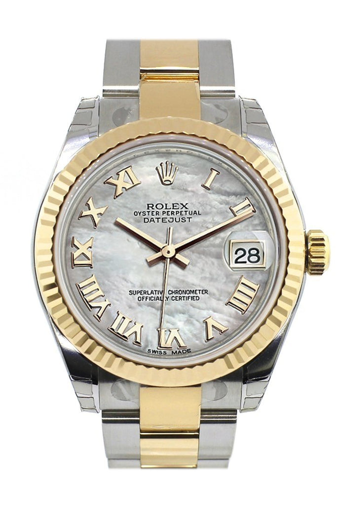 Rolex Datejust 31 Mother of Pearl Roman Dial Fluted Bezel 18K Gold Two Tone Ladies 178273