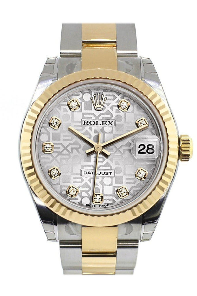 Rolex Datejust 31 Silver Jubilee Diamond Dial Fluted Bezel 18K Gold Two Tone Ladies 178273