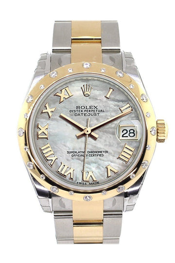 Rolex Datejust 31 Mother of Pearl Roman Dial Diamond Bezel 18K Gold Two Tone Ladies 178343