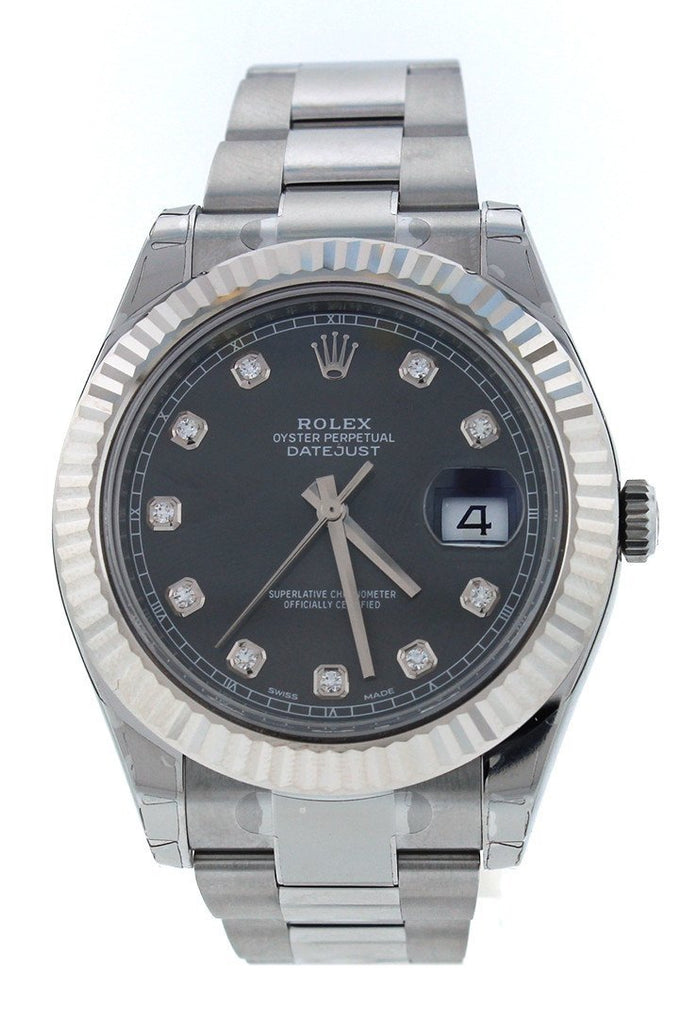 Rolex Datejust II 41 Rhodium Diamond Dial Men's Watch 116334
