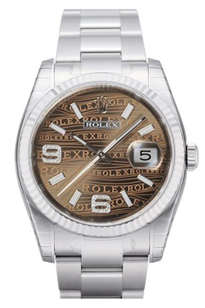 Rolex Datejust 36 Bronze Waves Diamond Dial Steel and 18k Gold Ladies Watch 116234