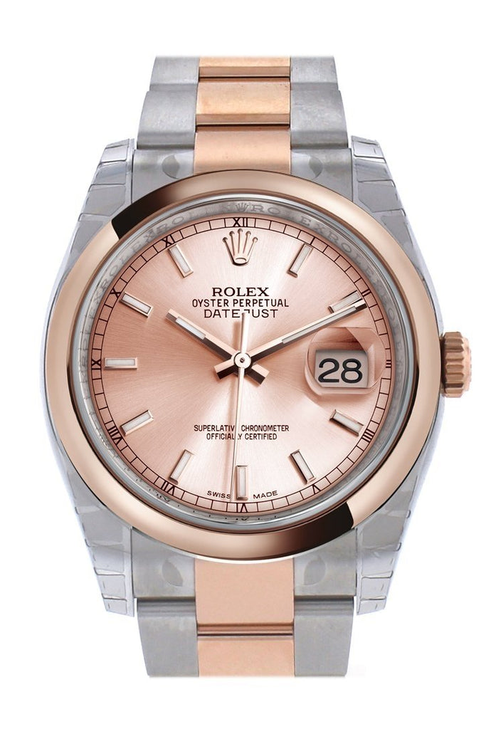 Rolex Datejust 36 Pink Dial Steel and 18k Rose Gold Oyster Watch 116201