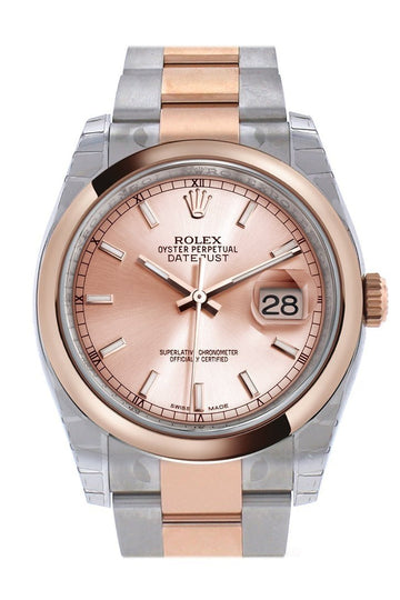 Rolex Datejust 36 Pink Dial Steel and 18k Rose Gold Oyster Watch 116201
