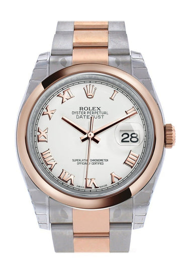 Rolex Datejust 36 White Roman DialSteel and 18k Rose Gold Oyster Watch 116201